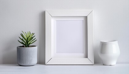 Elegant White Picture Frame against a Pure Background, Showcasing the Simplicity and Sophistication of Clean Lines and Neutral Colors