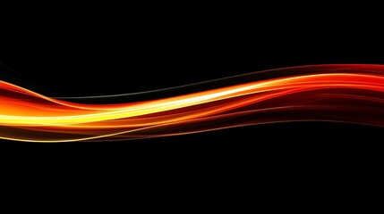 Abstract Orange and Yellow Waves on Black Background