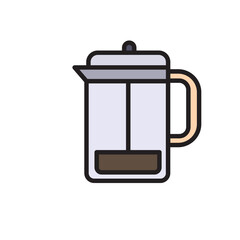 French Press Coffee Maker Filled Line Icon