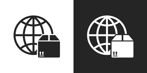 Worldwide delivery sign black and white icon vector design