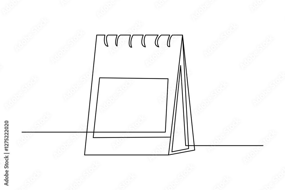 Poster continuous one line art drawing of table calendar vector icon