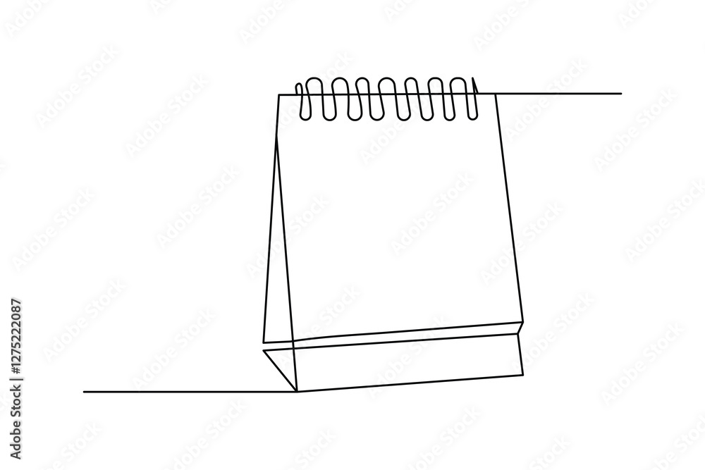 Poster continuous one line art drawing of table calendar vector icon