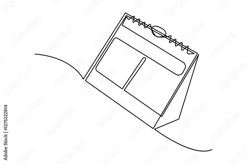 Poster continuous one line art drawing of table calendar vector icon