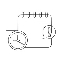 Continuous one line art drawing of table calendar vector icon
