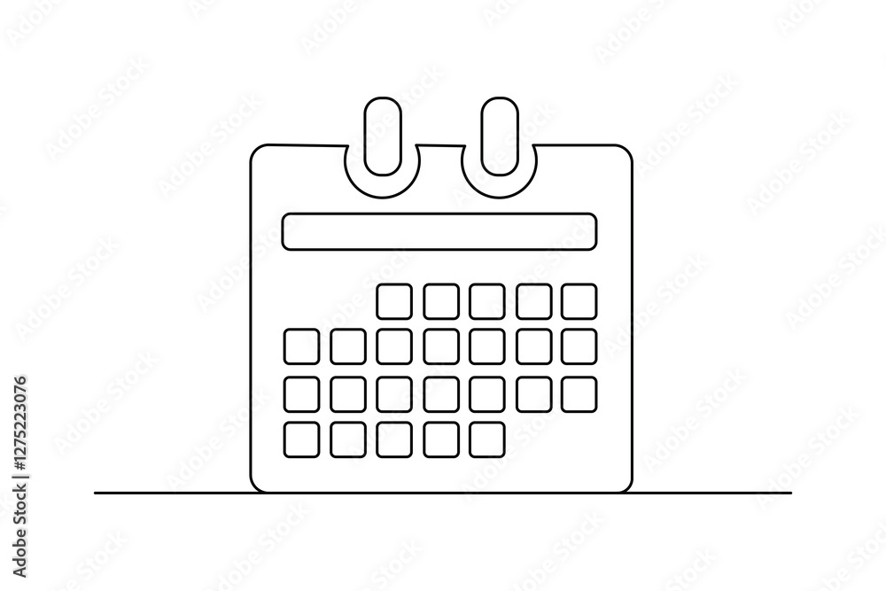 Poster continuous one line art drawing of table calendar vector icon