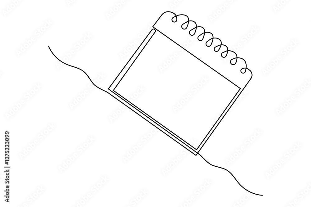 Poster continuous one line art drawing of table calendar vector icon