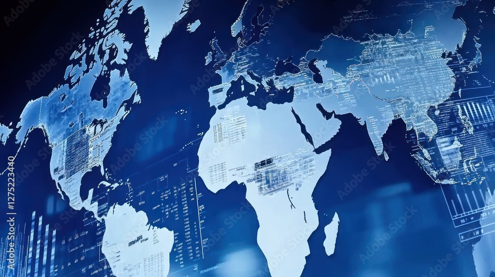 Wall mural global data network: a visual representation of worldwide interconnectivity