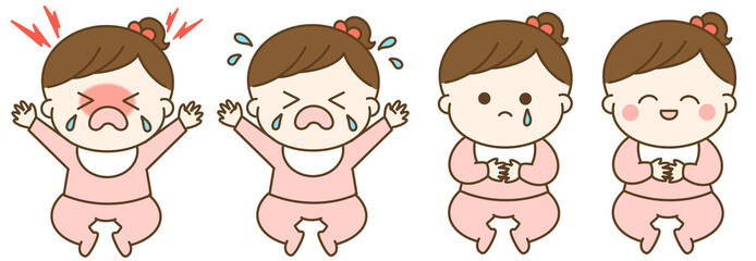 女の子の赤ちゃんの表情セット