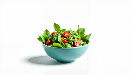 Vibrant salad bowl with fresh greens and tomatoes, healthy dining