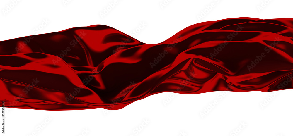Poster a close-up image of red silk fabric with flowing waves