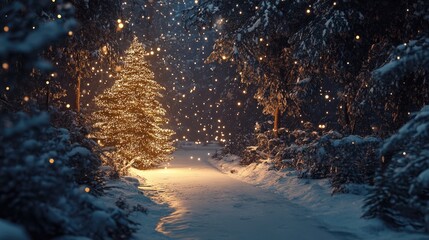 Snowy Path to Christmas Tree
