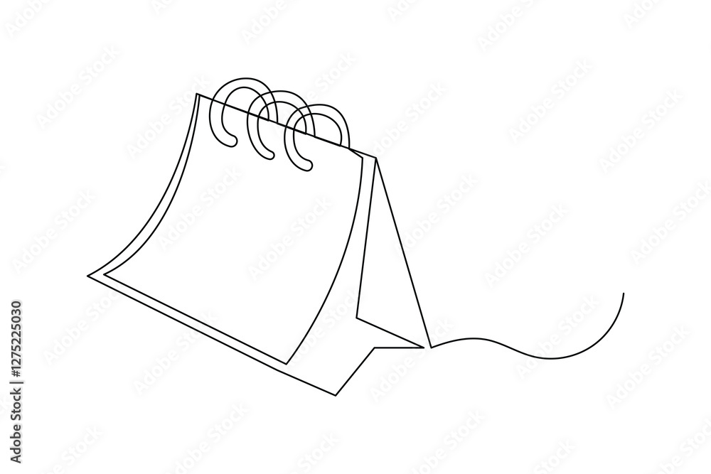Poster table calendar continuous one line art drawing of isolated outline vector design