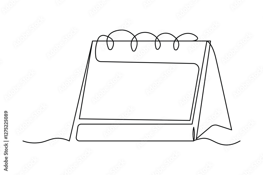 Poster table calendar continuous one line art drawing of isolated outline vector design