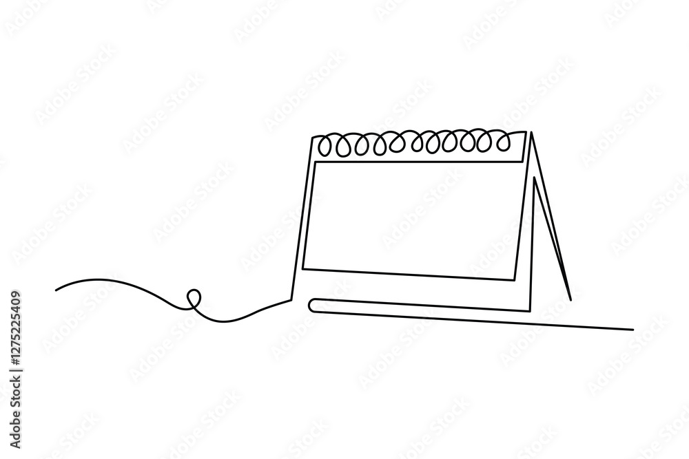 Poster table calendar continuous one line art drawing of isolated outline vector design