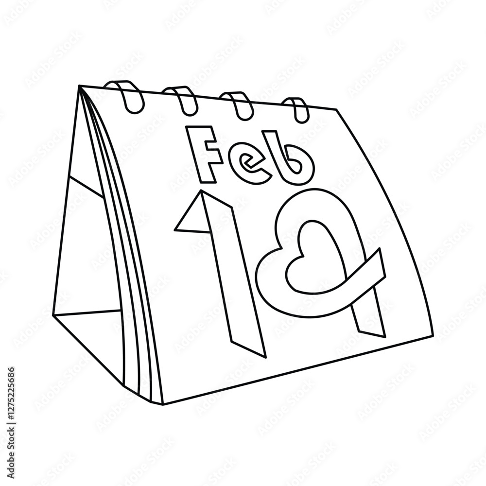 Poster table calendar continuous one line art drawing of isolated outline vector design