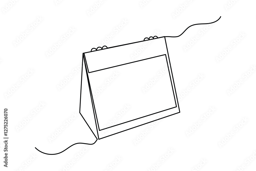 Poster table calendar continuous one line art drawing of isolated outline vector design
