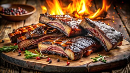 Asado de costillas: Roasted & grilled beef short ribs, mouthwatering BBQ. Stunning high-resolution food imagery.