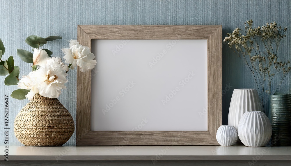 Poster 3d render closeup vibrant mockup poster frame in futuristic space, showcasing a detailed, hightech t