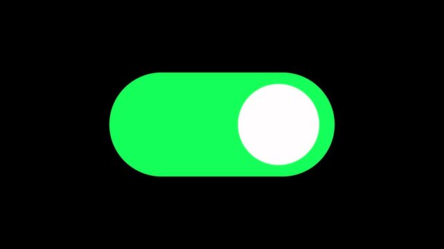Switch slider smartphone icon green and red color switch on off animation isolated on Black Background