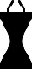 Podium of rostrum vector icon. Black vector icons, isolated on transparent background, solid pictogram Tribune elements, symbol for business meeting with microphone in glyph graphic designs styles.