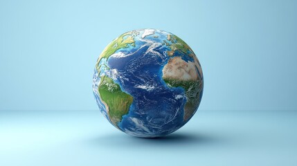 Fototapeta premium Rotating Earth globe, blue background, studio shot, sustainability concept