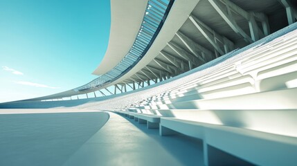 Modern Architectural Design of Sport Stadium with Blue Sky