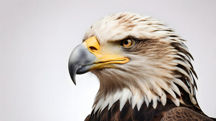 Obraz premium Majestic bald eagle perched on a branch in nature white background