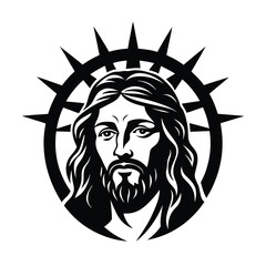 Jesus Christ crown of thorns vector illustration of a lion head