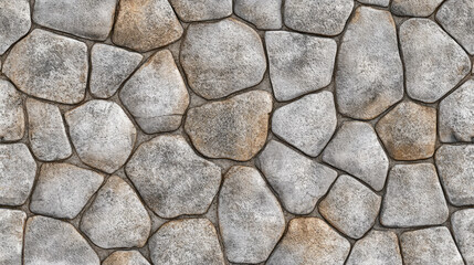 A high-resolution seamless gray cobblestone wall or road texture, designed with grungy stone patterns and natural variations.