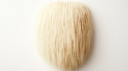 Fototapeta premium Fluffy cream yarn ball studio shot, textile background