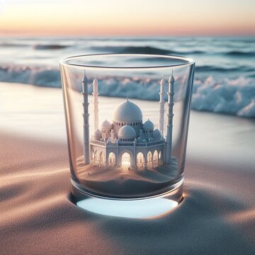 Beautiful mosque in the glass