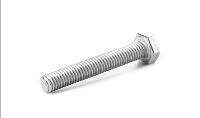Steel tap bolt isolated on white background, closeup