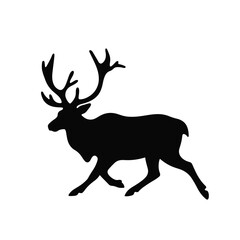 Naklejka premium Silhouette of a caribou running in tundra, animals in motion