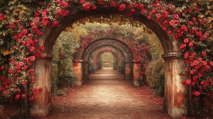 Rose Garden Archway Path Autumnal Ambiance