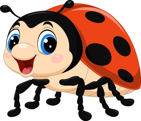 Illustration of smiling cartoon ladybug 
