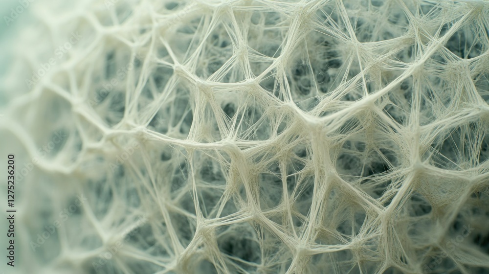 Poster close-up of a textured, web-like structure resembling biological or natural formations.