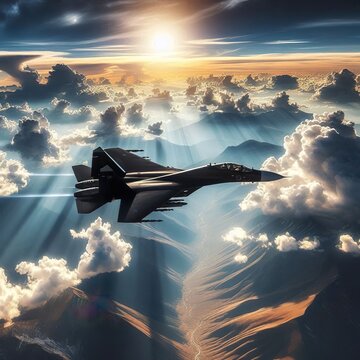 Fighter jet fly high