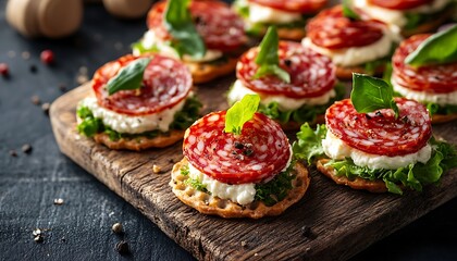 Appetizer Bites, salami, cheese, crackers, party