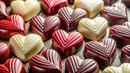 Obraz premium High-resolution image: delectable white chocolate hearts, perfect Valentine's confectionery. Sweet treats beautifully photographed.