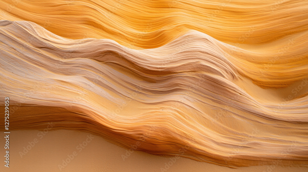 Aufkleber a flowing abstract pattern of warm, wavy lines in shades of orange and beige, creating a sense of mo