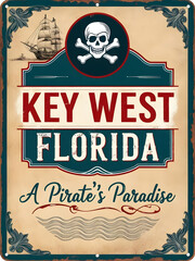 a vintage-style sign with a nautical and pirate theme poster