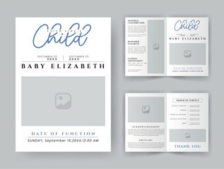 Funeral  Template for Memorial Program. Minimalist Bifold Brochure Design Layout.