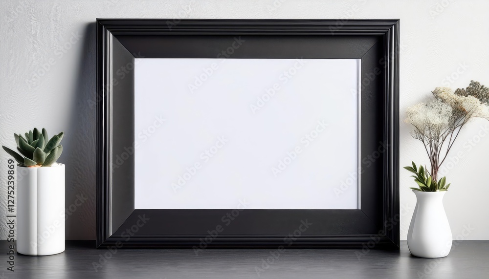 Poster black framed empty white frame a striking abstract study in contrast, showcasing the power of negati