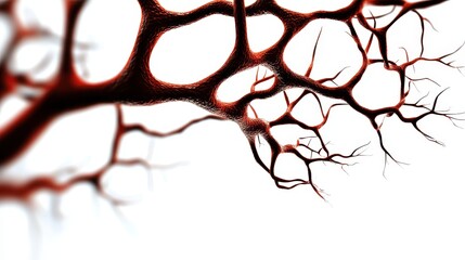 Intricate Abstract Network of Blood Vessels on a White Background