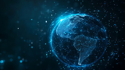 Naklejka premium Glowing Earth Concept with Network Structure
