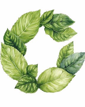 watercolor green leaves wreath clip art preview