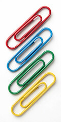 paper clips isolated on white, Set of colored paper clips - stock