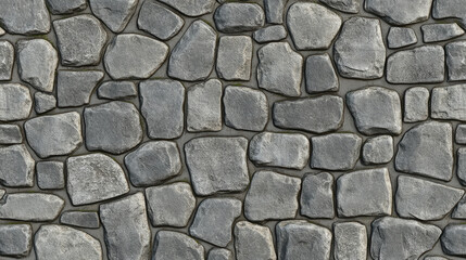 Obraz premium A high-resolution seamless gray cobblestone wall or road texture, designed with grungy stone patterns and natural variations.