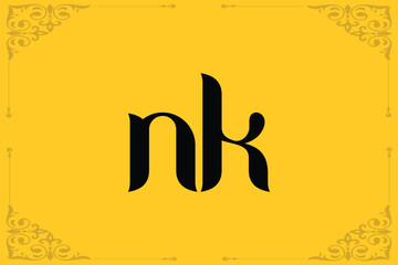 NK Lowercase Letter Initial Logo Design Template Vector Illustration. Letter N and K abstract luxury logo