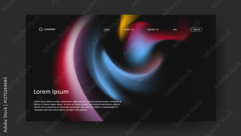 Poster landing page with colorful fluid gradient design